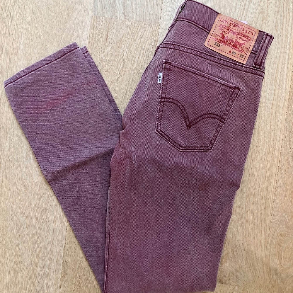 Adidas 511 Men Denim Jeans Purple/Red Color 28/32 View 3